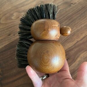 Vintage Wood Hedgehog brush, Wood, decorative Brush, shoe brush made in Italy